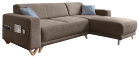 Brązowy rozkładany/ze schowkiem narożnik Classy Sophie – Miuform