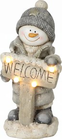 HOMCOM Dekoracja świąteczna: figurka bałwanka, podświetlana statuetka z MGO z tabliczką „Welcome”, diody LED i 24-godzinny timer | Aosom PL