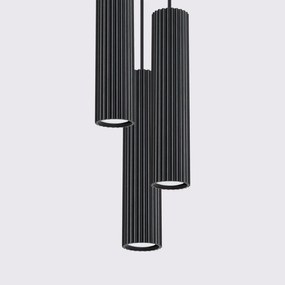 Lampa wisząca KARBON 3P czarna ryflowana  SOLLUX  LIGHTING