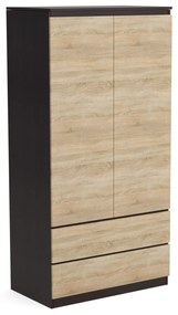 Szafa 90cm Garderoba z 2 szufladami i wieszakiem LUNA Wenge/Dąb Sonoma