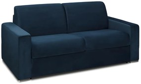Kanapa 2-osobowa rozkładana z weluru CALITO - Kolor granatowy - Łóżko 120 cm - Materac 22 cm