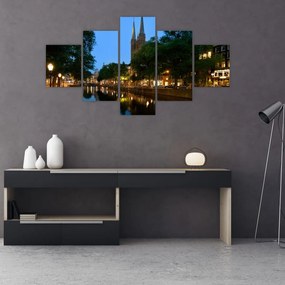 Obraz nocnego historycznego miasta (125x70 cm)