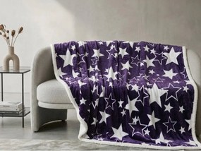 Świąteczny koc z mikropluszu STARS fioletowy Rozmiar: 200 x 220 cm