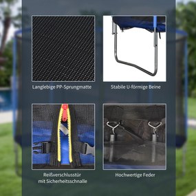 Trampolina z siatką zabezpieczającą Trampolina ogrodowa Stal Ø 305 x wys. 248 cm | Aosom.pl