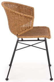 K407 krzesło naturalny, czarny, rattan syntetyczny, boho, skandynawski
