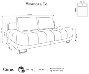 Granatowa 3-osobowa sofa rozkładana z aksamitnym obiciem Windsor &amp; Co Sofas Cirrus