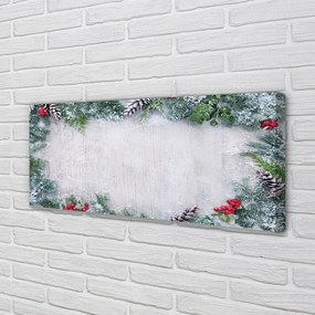 Fotoobraz na płótnie Śnieg, Szyszki i Gałązki