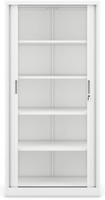 Metalowa szafa biurowa na akta z roletą DAMIAN, 900 x 1850 x 450 mm, biała