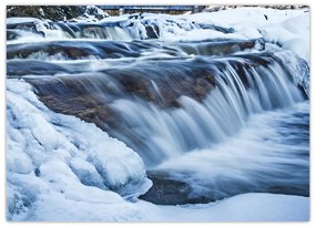 Obraz na szkle rzeki zimą (70x50 cm)