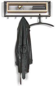 Czarny/w naturalnym kolorze metalowy wieszak ścienny z półką 78 cm School – Spinder Design