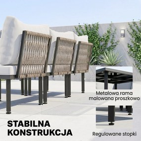 Outsunny Zestaw Mebli Ogrodowych 5-6 Osób Sofa Dwuosobowa, Krzesła, Narożnik, Stolik, Podnóżek | Aosom PL