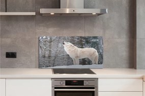 Panel Szklany Dziki Wilk w Zimowej Aurze