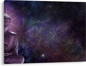 Obraz - Budda z kwiatami życia (70x50 cm)
