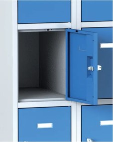 Szafka skrytkowa S6, 5 schowków, 1800 x 300 x 500 mm, zamek obrotowy, drzwi pomarańczowe