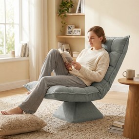 HOMCOM Fotel do czytania i relaksu, obrotowy, w wyglądzie aksamitu, 62 cm x 70 cm x 95 cm, Jasnoszary