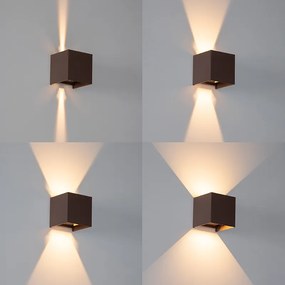 Zewnetrzna Lampa ścienna zewnętrzna brązowa w kolorze rdzy z diodą LED 2-światłową IP54 - Edwin Nowoczesny Oswietlenie zewnetrzne