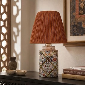 Lampa stołowa w kolorze terakoty z kloszem plecionki papierowej (wysokość 40 cm) Alev – Opviq lights