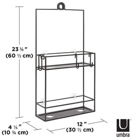 Czarna wisząca stalowa półka łazienkowa Cubiko – Umbra
