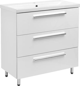 Biały Zestaw do Łazienki Stojący 80cm Szafka z Umywalką Bryza