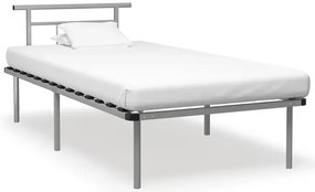 Szare metalowe łóżko pojedyncze 100x200 cm - Nikel