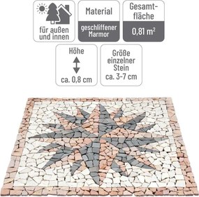 Mozaika marmurowa, motyw Róża Wiatrów, 90 x 90 cm