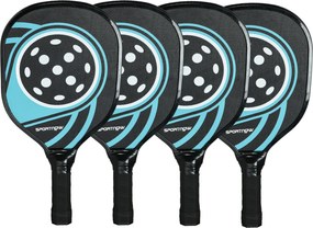 SPORTNOW Zestaw do pickleballa z 4 rakietami, 4 piłkami, torbą, lekki i trwały, Czarno-Niebieski