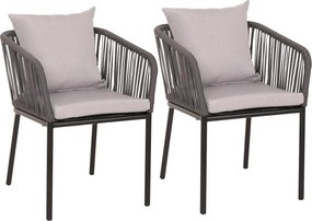 Zestaw 2 krzeseł ogrodowych MCW-N41,  antracyt Poduszka jasnoszara