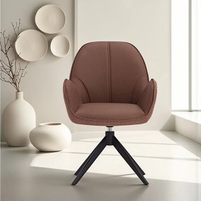 Krzesło jadalniane 60x90x59 cm brązowe nowoczesne krzesło jajko z tkaniny bouclé, skórzane krzesło z podłokietnikami