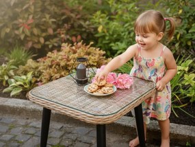 Kwadratowy stolik ogrodowy z okrągłego technorattanu APERTO