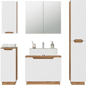 Zestaw mebli łazienkowych dąb/białe paski 79.6x32x62.1 lotta