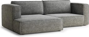 Szary rozkładany/ze schowkiem narożnik z tkaniny szenilowej (lewostronny/z szezlongiem) Velto – Maison de Rêve