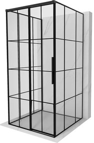 Mexen Rox-3S kabina prysznicowa 3-ścienna rozsuwana lewa 95 x 95 cm, czarna kratka, czarna - 8C2-095-095-70-77-3S-L