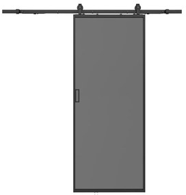 Drzwi przesuwne naścienne - aluminium i dymione szkło hartowane - wys. 205 x szer. 73 cm - LINCI II