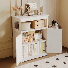 Komoda szafka z półką – 2 drzwi – styl skandynawski / loft – biała