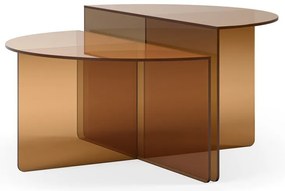 Brązowe szklane okrągłe stoliki zestaw 2 szt. ø 80 cm Velta – MOME