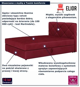 Czerwone welurowe łóżko z pikowanym zagłówkiem 4 rozmiary G9-B40