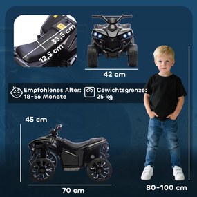 AIYAPLAY Quad dziecięcy elektryczny 6 V quad dla dzieci z funkcją przód/tył, muzyką, reflektorami LED Czarny