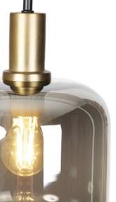 Inteligentna lampa podłogowa czarna ze złotem i dymionym szkłem, w tym WiFi A60 - ZuzannaDesignerski Oswietlenie wewnetrzne