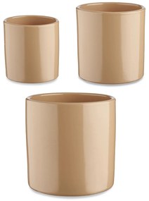 Zestaw doniczek ceramicznych, okrągłych, 3 sztuki