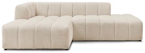 Beżowy narożnik z materiału bouclé (lewostronny/z szezlongiem) Annecy – Bobochic Paris