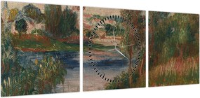Obraz - Auguste Renoir, Landscape at Vetheuil, reprodukcje (z zegarem) (90x30 cm)