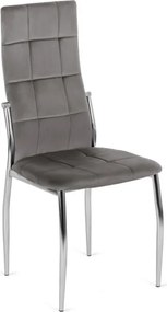 Krzesło Tapicerowane do Jadalni MOLLY Szare Welurowe Nowoczesne