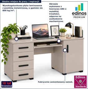 Kaszmirowe nowoczesne biurko z szufladami i szafką na kluczyk E7-A51