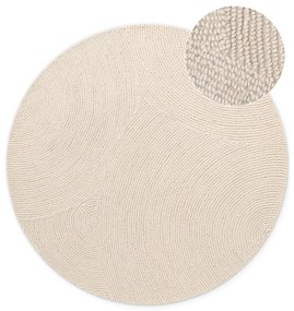 Wełniany okrągły dywan tkany ręcznie w jasnym naturalnym kolorze ø 150 cm Eleni Natural White – Hanse Home