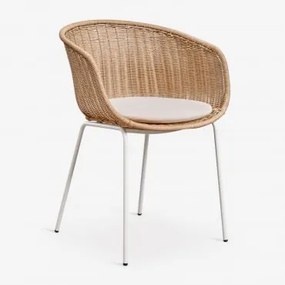 Zestaw 2 Krzeseł Ogrodowych Z Podłokietnikami Z Rattanu Syntetycznego I Stali New Tulua Kremowa Tapioca & Kremowa Tapioca - Sklum