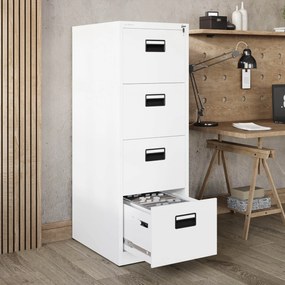 Metalowa szafa kartotekowa SARA V4, 460 x 1320 x 620 mm, biała