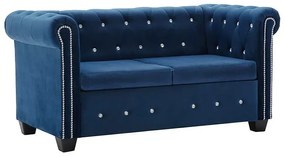 Aksamitna sofa w stylu Chesterfield Charlotte 2Q - niebieska