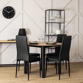 Krzesło Tapicerowane do Salonu NARIS Czarne Ekoskóra Nowoczesne Loft