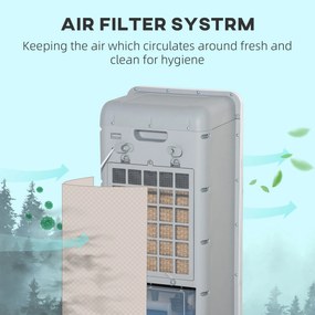 HOMCOM Klimatyzator z chłodzeniem wodnym z pilotem 3 tryby, 3 prędkości, 12-godzinny timer, wyświetlacz LED, 38x35x81 cm Biały | Aosom PL