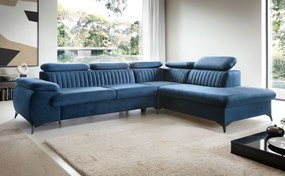 Ciemnoniebieska kanapa narożna rozkładana H0-L40